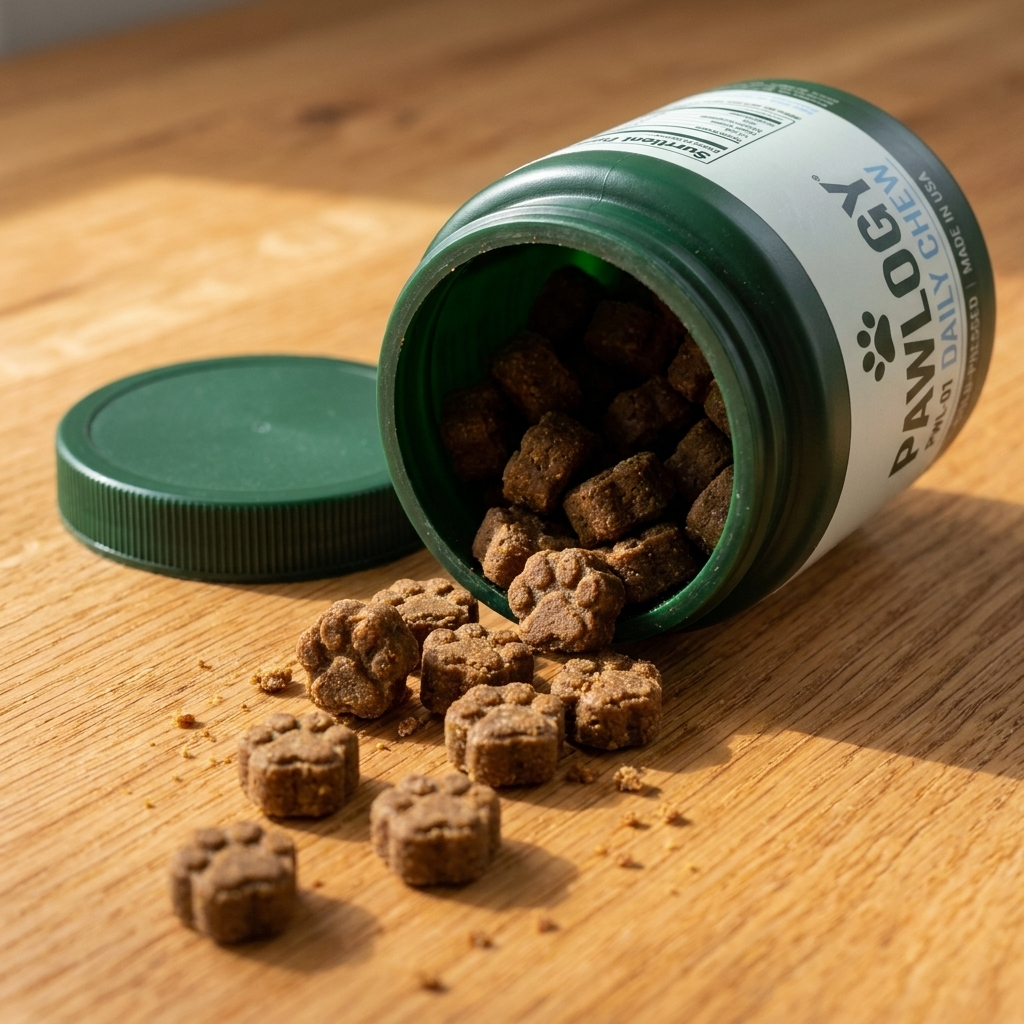 Chews spilling from jar